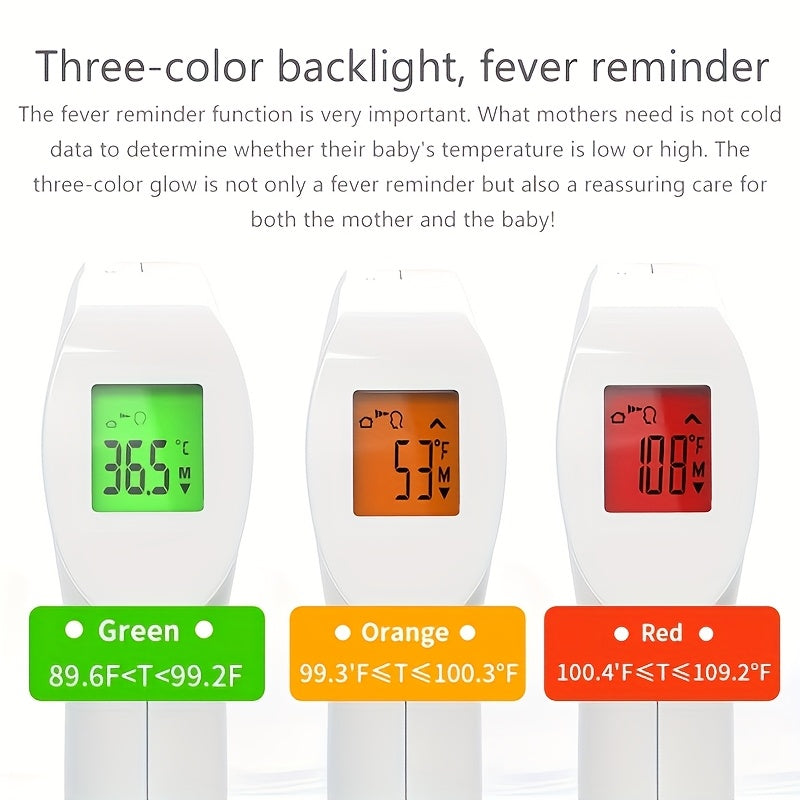 Medical Grade Forehead Thermometer for Adults,, Non-Contact Digital Infrared Thermometer, Backlit Display, °C/°F Display, Fever Alarm, Multifunctional Digital Thermometer for Home And Clinic, Fever Detection Device, Medical