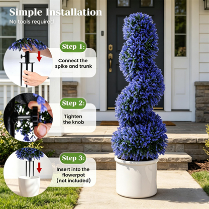 Lot de 2 Plantes Artificielles Spirales Réalistes - PE Toutes Saisons