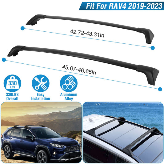 Car Roof Rack Cross Bars Aluminum Alloy Cargo Carrier Rooftop Crossbars Fit For RAV4 2019-2024 With Side Rails For Cargo Carrier Bag Kayak Bike Snowboard