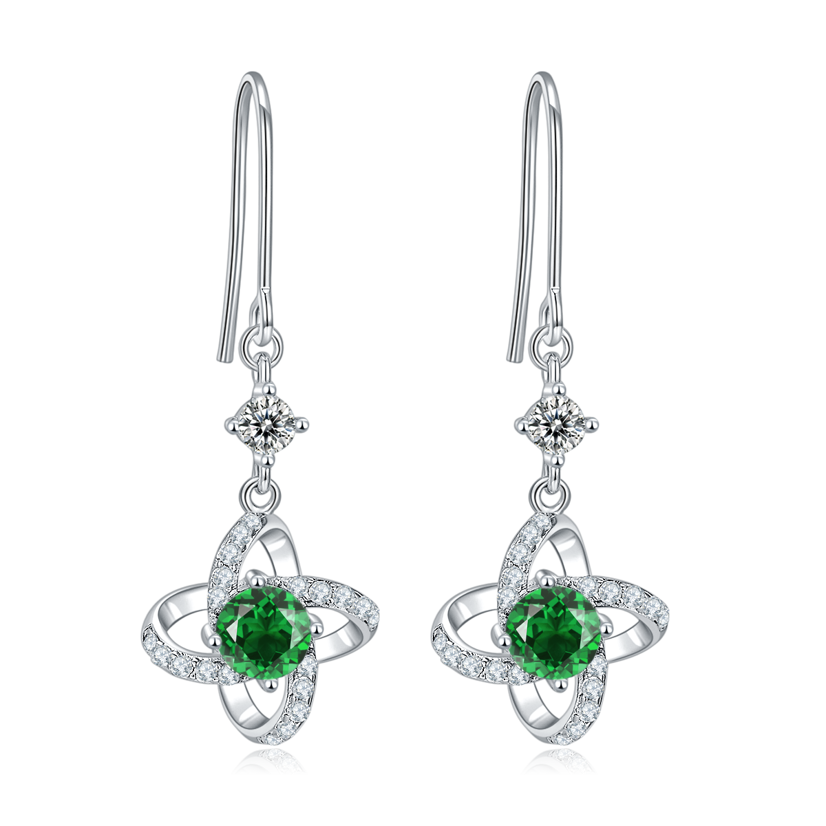 Boucles d'Oreilles Trèfle Argent S925 Moissanite 0.5ct