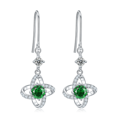 Boucles d'Oreilles Trèfle Argent S925 Moissanite 0.5ct