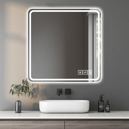 Miroir LED Salle de Bain 91x91cm - Anti-buée Anti-explosion