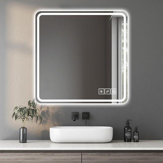 Miroir LED Salle de Bain 91x91cm - Anti-buée Anti-explosion