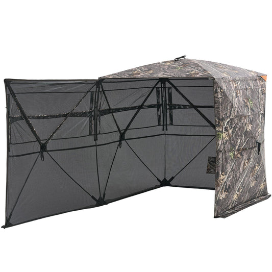 Hunting Blind, 2-3 Person See Through Ground Blinds With Carrying Bag, 360 Degree Portable Camouflage Tent, Durable Concealed Shelter With Silent Side Door And Window, For Turkey And Deer