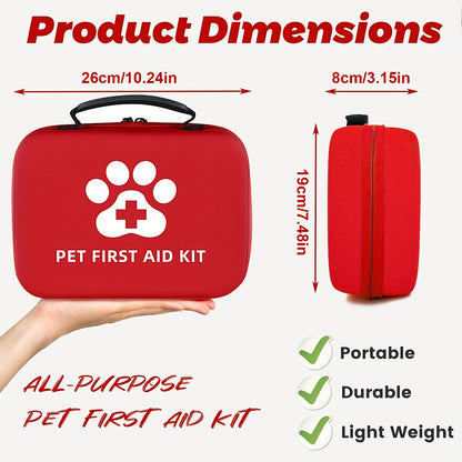 91-Piece Pet First Aid Kit for Dogs and Cats: Comprehensive Emergency Travel Supplies with Scissors, Tweezers, Bandages, Tourniquet - Portable Medical Essentials for Hiking, Camping, Backpacking