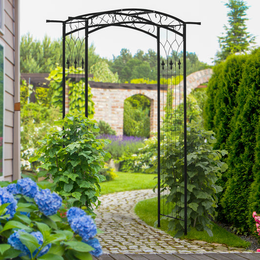 7Ft Garden Arch Arbor, Metal Arch Trellis for Climbing Vines, Garden Archway for Wedding, Bridal Party, Ceremony