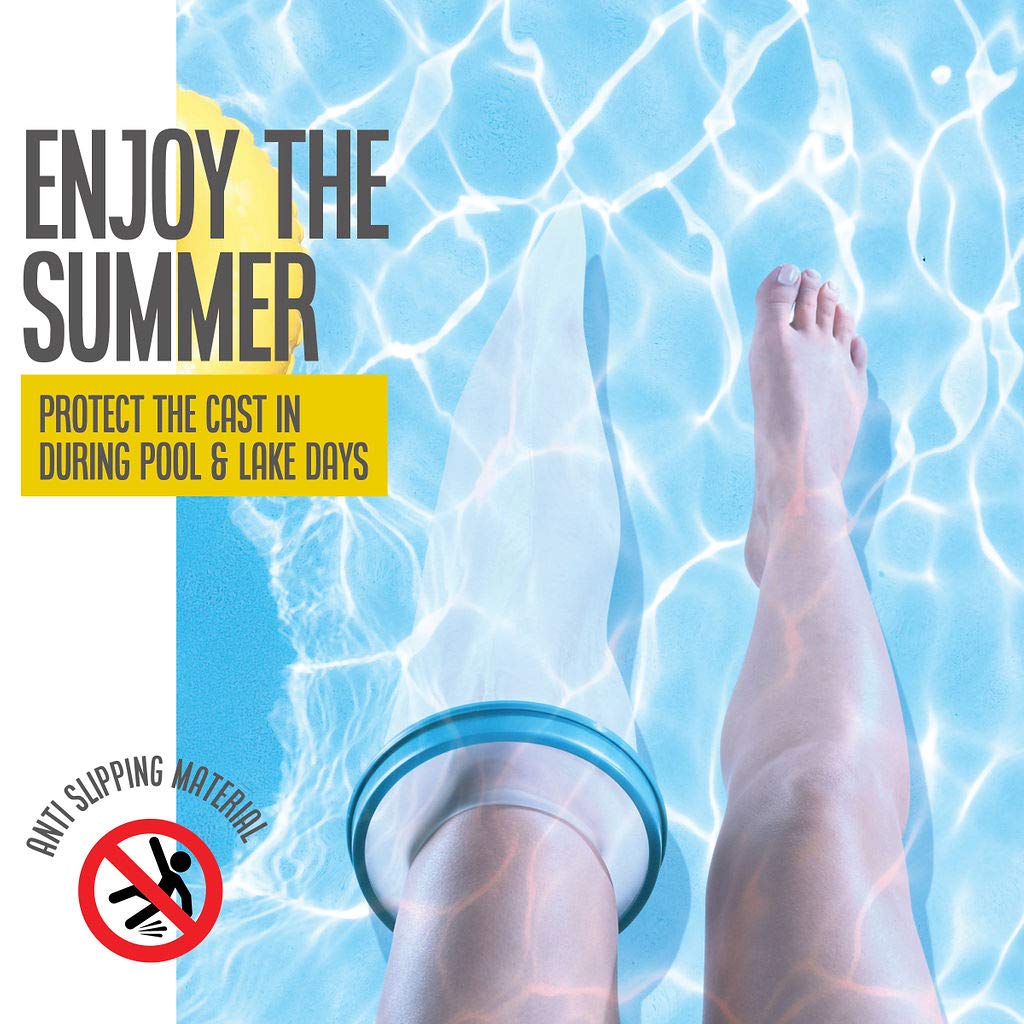 Medical king 100% Waterproof Cast Covers for Shower Leg 2pk Reusable Full Leg Cast Cover for Showering Cast Protector for Shower Leg Adult