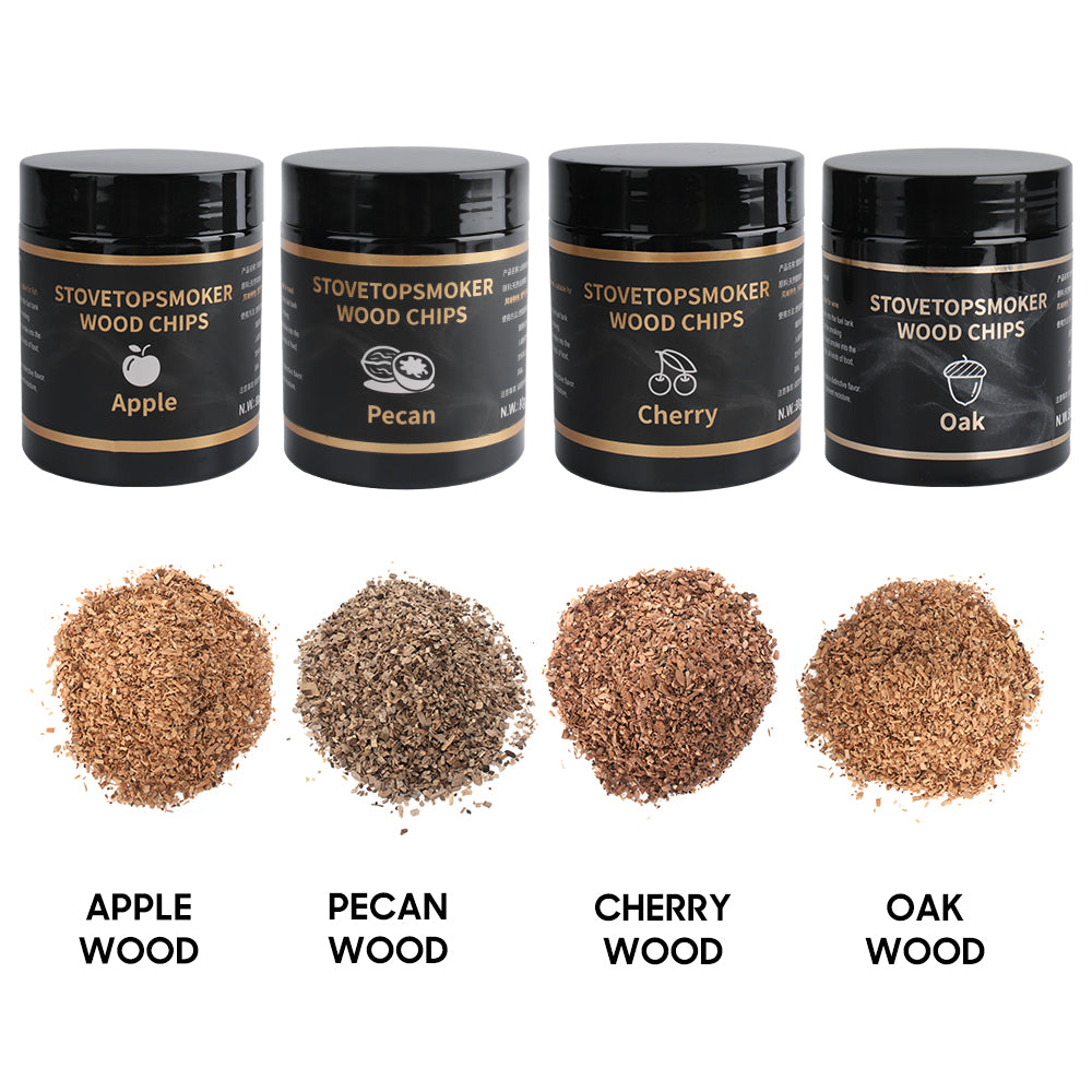 4PCs BBQ Wood Chips Set For Grill Meat Food Salmon Smoker Smoke Cook Utensils  Cherry Walnut Sawdust Oak Wood Chips