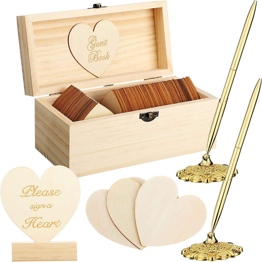 Wooden Heart Guest Book For Wedding Baby Shower Bridal Shower With Pen