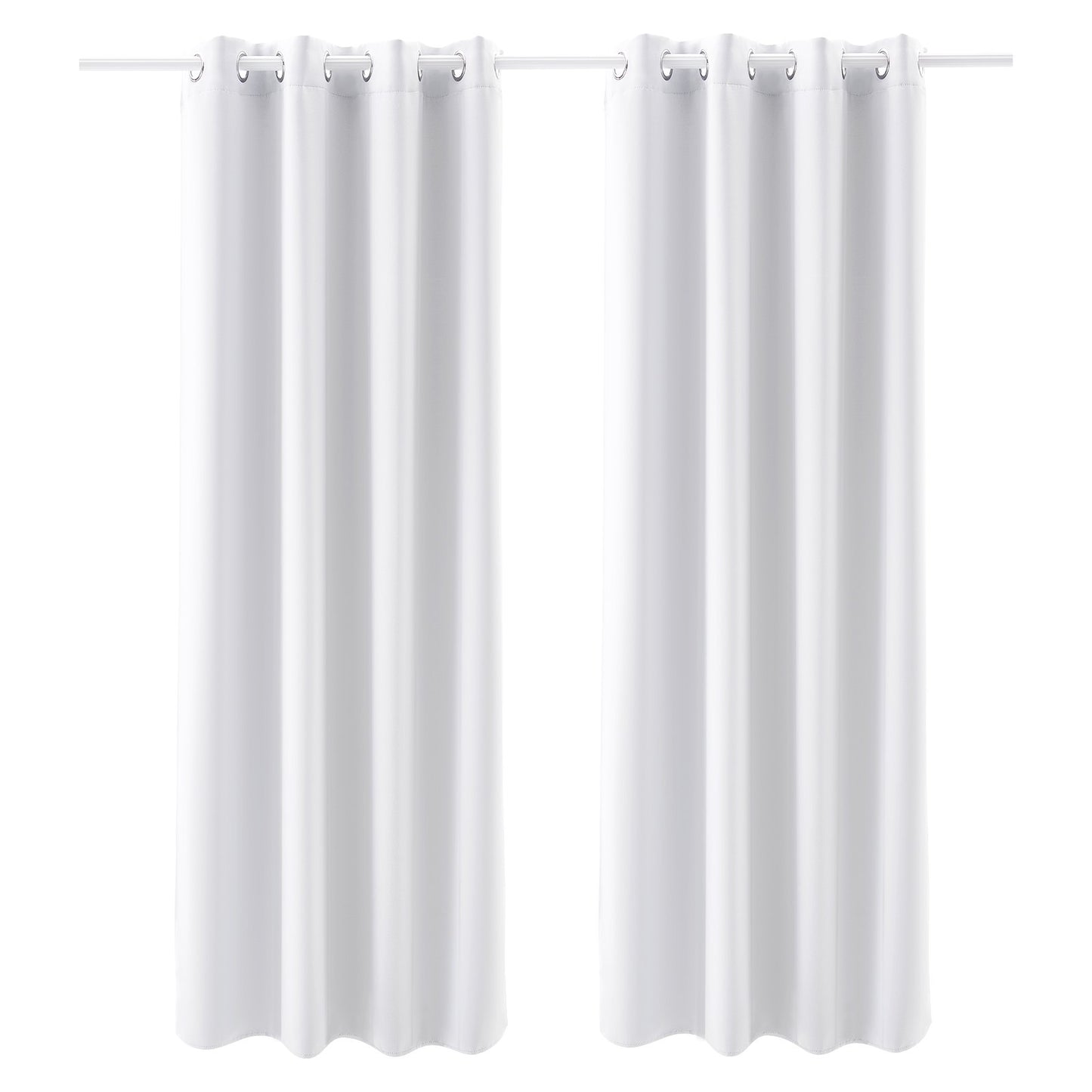Blackout Curtains, White Blocking Drapes For Bedroom And Living Room, 2 Panels Set Grommet Room Darkening Curtain, Solid Thermal Insulated Drapes, Noise Reducing Window Treatments, 52x84 Inch