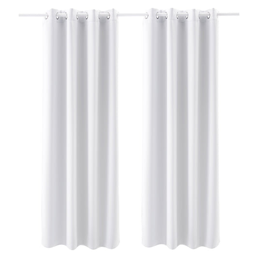 Blackout Curtains, White Blocking Drapes For Bedroom And Living Room, 2 Panels Set Grommet Room Darkening Curtain, Solid Thermal Insulated Drapes, Noise Reducing Window Treatments, 52x84 Inch