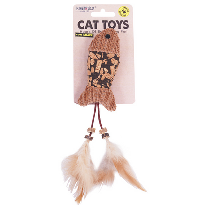 Canne de Jeu pour Chat avec Herbe à Chat & Plumes
