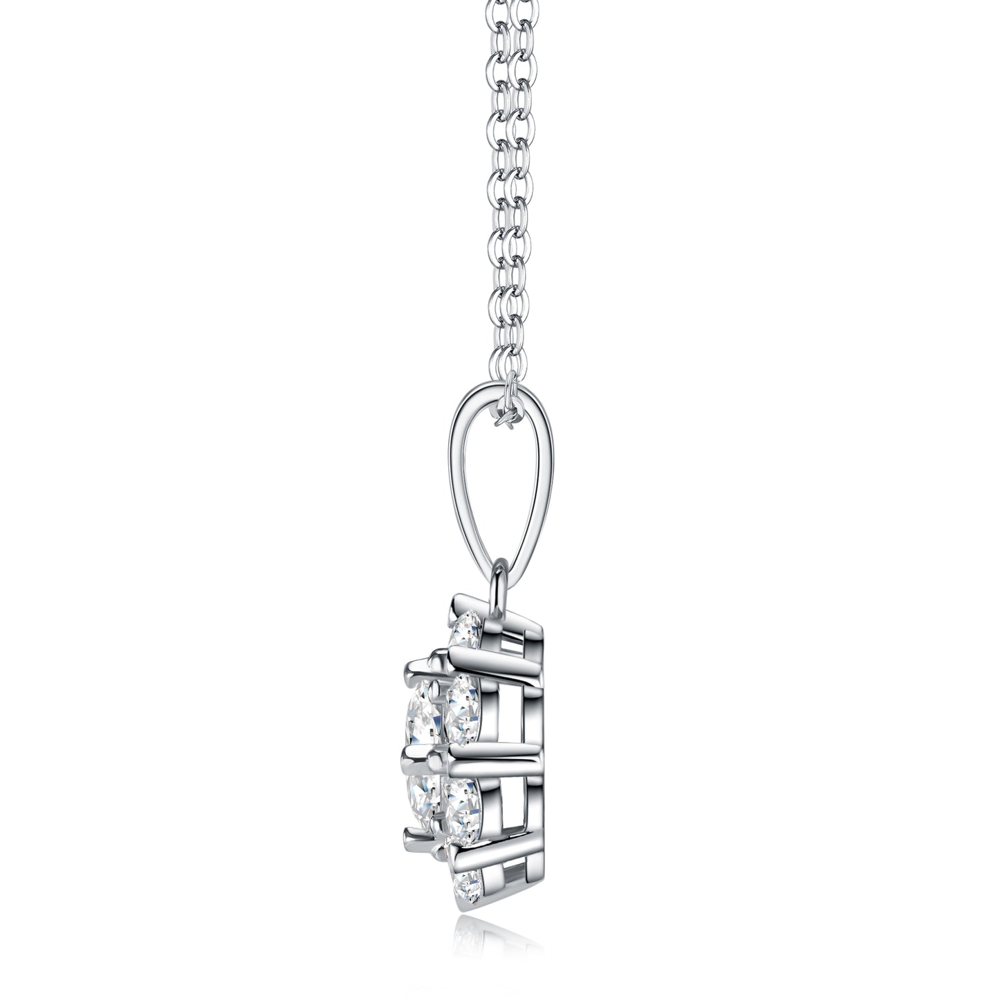 Collier Halo Argent S925 Moissanite 1ct - 40cm