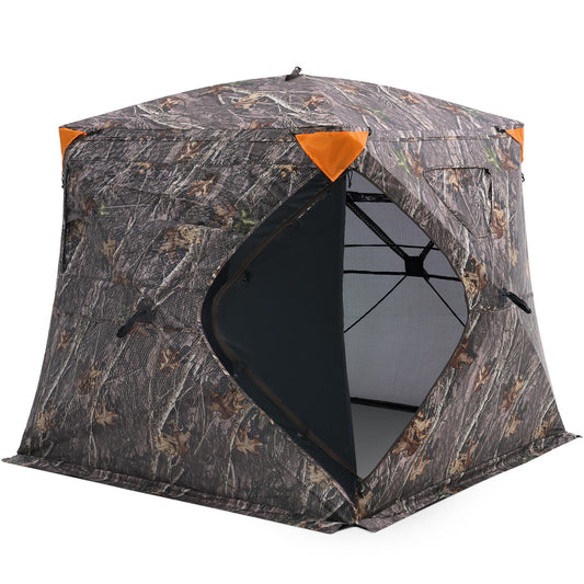 Hunting Blind, 270° See Through Ground Blind, 4-5 Person Pop Up Deer Blind For Hunting With Carrying Bag, Portable Resilient Hunting Tent, One-Way See-Through Mesh For Turkey And Deer Hunting