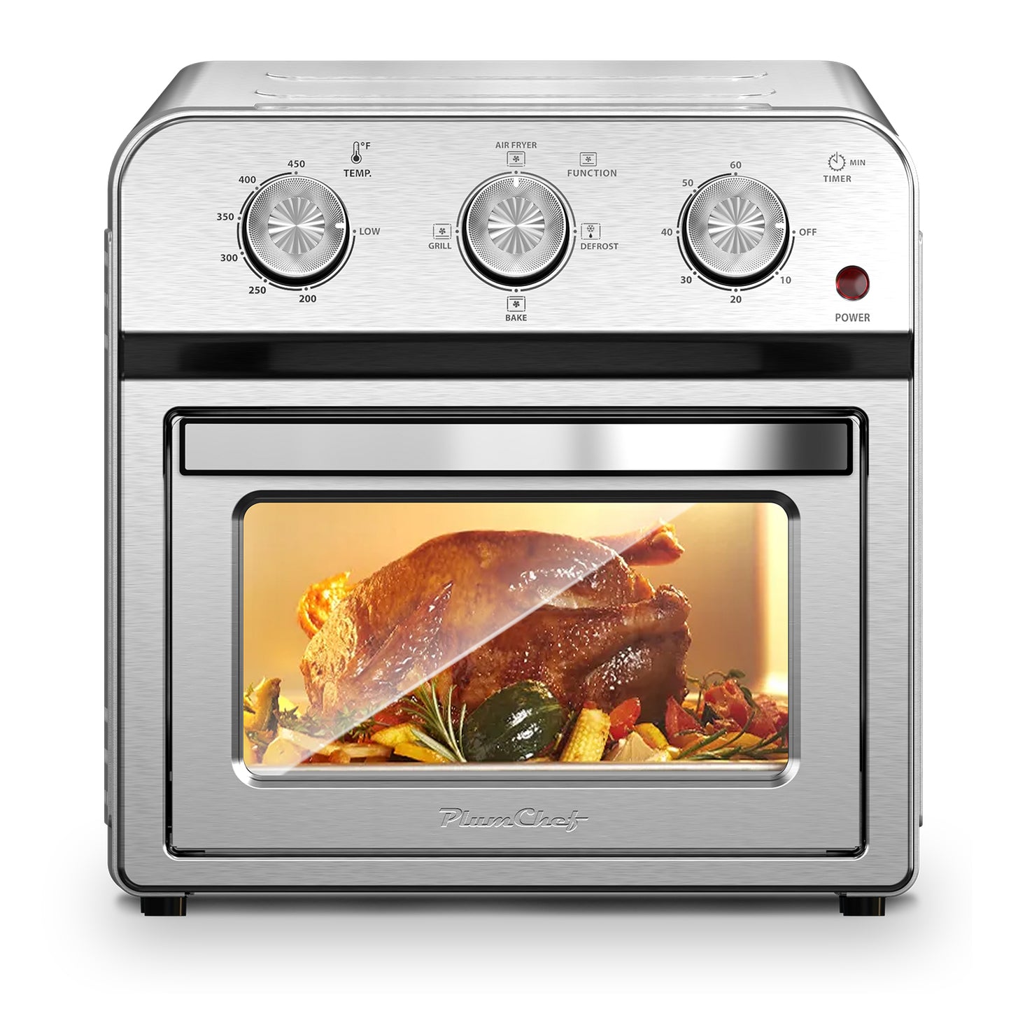 Four friteuse à air 13QT, cuisson sans huile, convection, minuterie et température réglables, inox