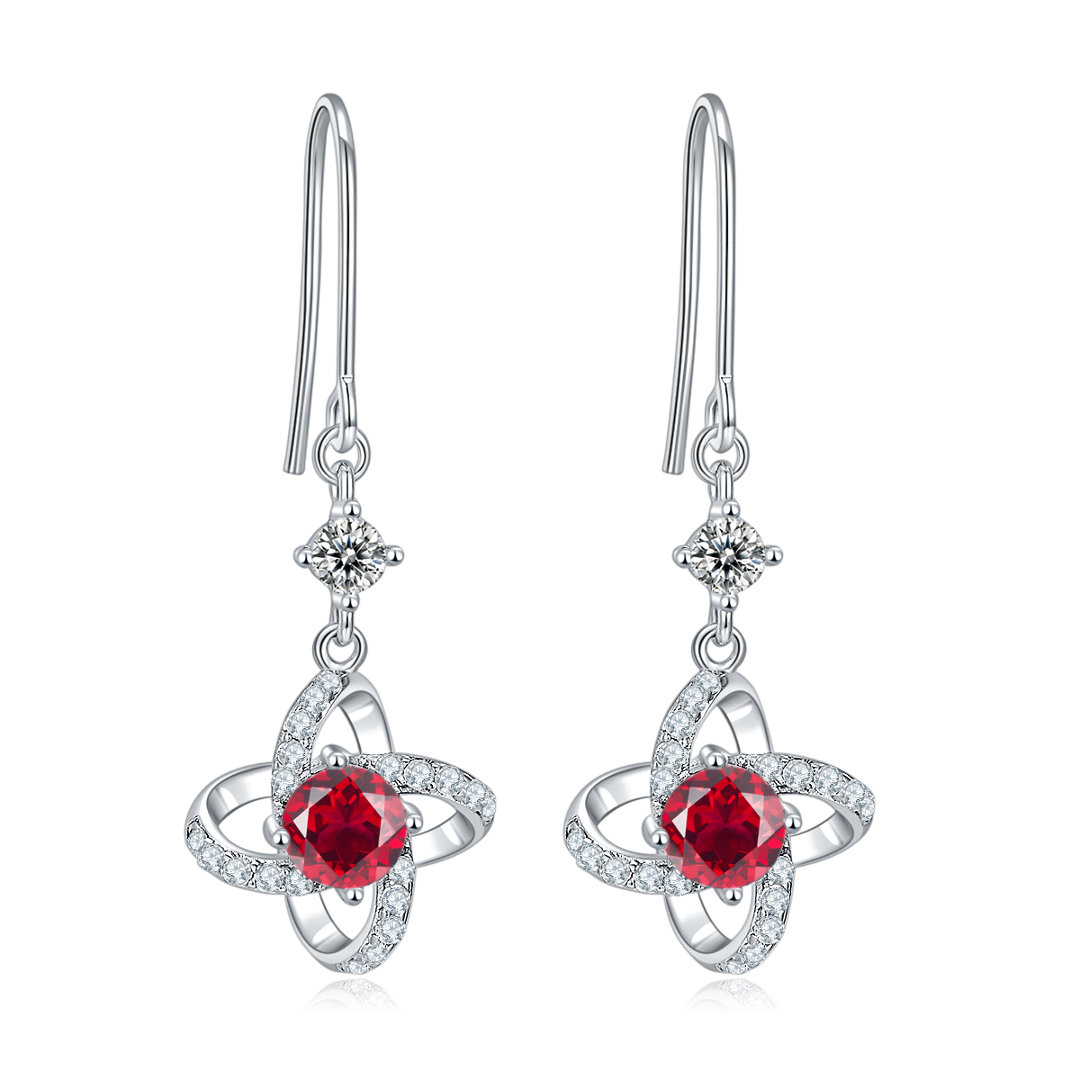 Boucles d'Oreilles Trèfle Argent S925 Moissanite 0.5ct
