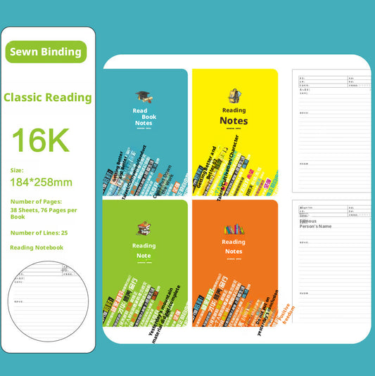School notebook-Classic reading model-Random color-1 book