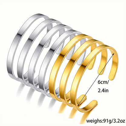 Lot de 7 Bracelets Joncs Empilables Plaqué Or 18K