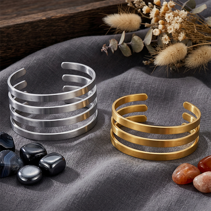 Lot de 7 Bracelets Joncs Empilables Plaqué Or 18K