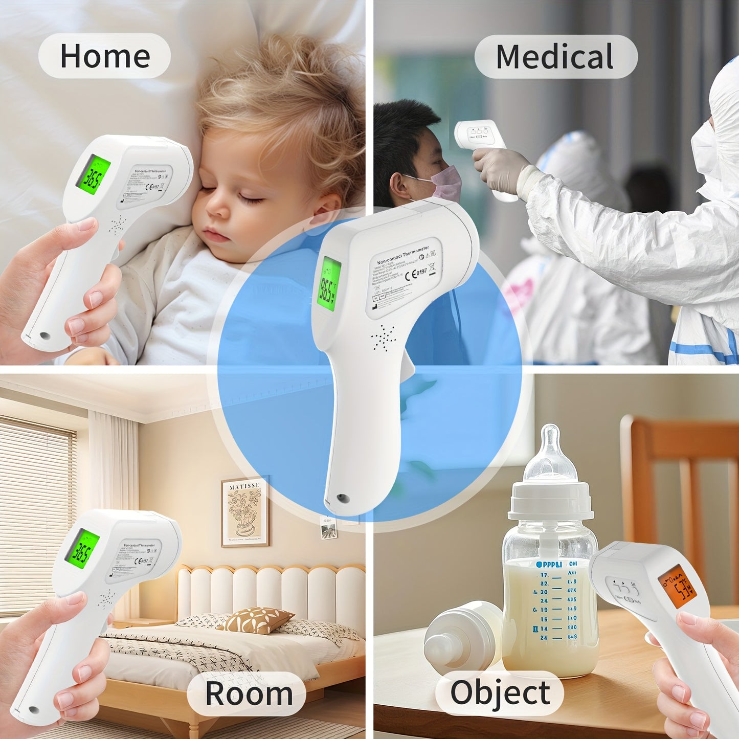 Medical Grade Forehead Thermometer for Adults,, Non-Contact Digital Infrared Thermometer, Backlit Display, °C/°F Display, Fever Alarm, Multifunctional Digital Thermometer for Home And Clinic, Fever Detection Device, Medical