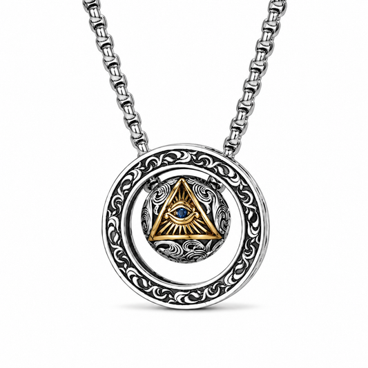 Collier Pendentif Œil de la Providence Rotatif - Vintage