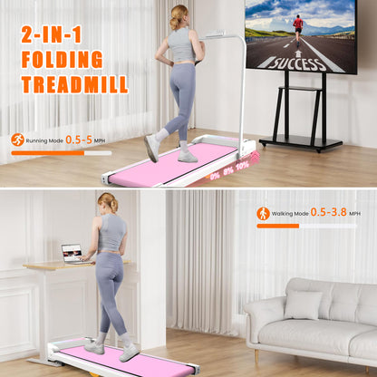 Under Desk Treadmill With Incline, Walking Pad, 2 In 1 Portable Treadmill With H