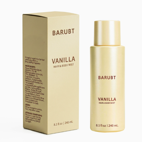 Vanilla Coconut Hair & Body Mist, Long-Lasting Fragrance Spray, Refreshing Non-Sticky Formula, 240ml