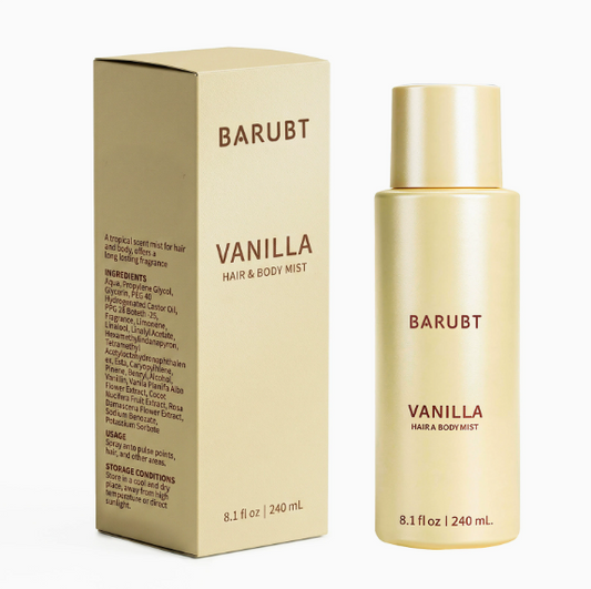 Vanilla Coconut Hair & Body Mist, Long-Lasting Fragrance Spray, Refreshing Non-Sticky Formula, 240ml