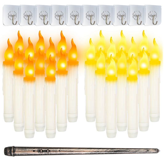 12Pcs Flameless Floating Candles LED Magic Hanging Candle Light Battery Operated Flickering Warm Light Window Candle With Magic Wand Remote For Halloween Christmas Party