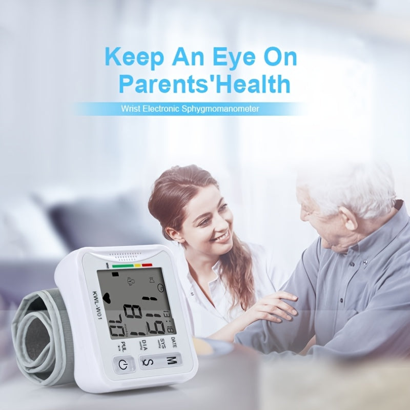 Wrist Blood Pressure Monitor, LCD Display, Audio Prompts, Adjustable Cuff, Irregular Heartbeat Detection, Easy To Use, Perfect For Elderly Care, For Medical And Home Use, Blood Pressure Monitor (without Batteries), Good Gift
