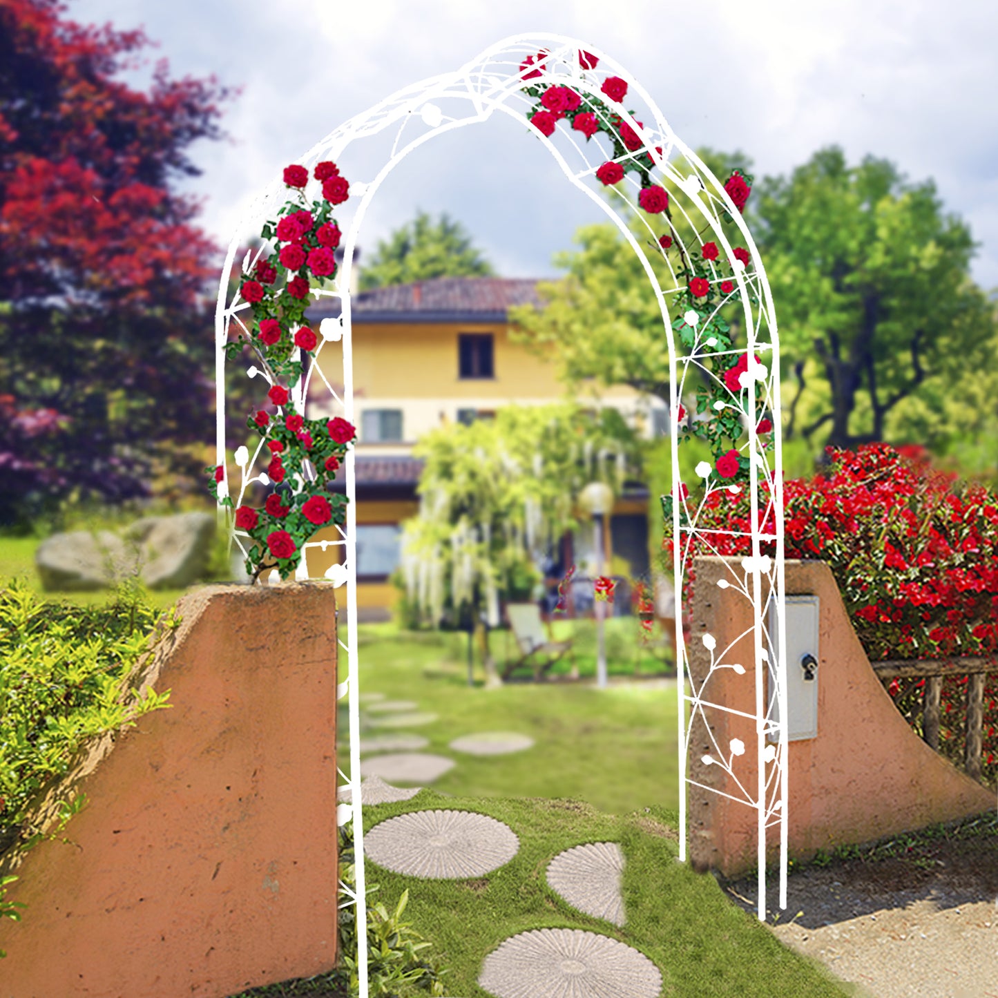 Metal Garden Arch Assemble Freely With 8 Styles Garden Arbor Trellis Climbing Plants Support Rose Arch Outdoor Arch Wedding Arch Party Events Archway Cream White