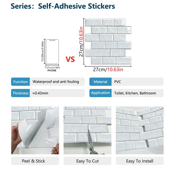 12 Pcs Peel And Stick Wall Tiles Backsplash For Kitchen Bathroom Wall