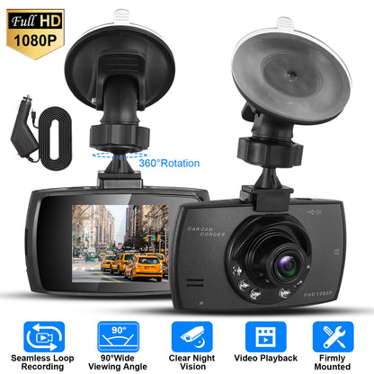 Dashcam Voiture Full HD 1080P - Grand Angle 90° Vision Nocturne