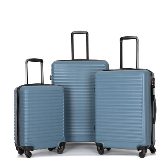 Ensemble 3 valises rigides légères avec roues et serrure TSA, 20/24/28 pouces, bleu
