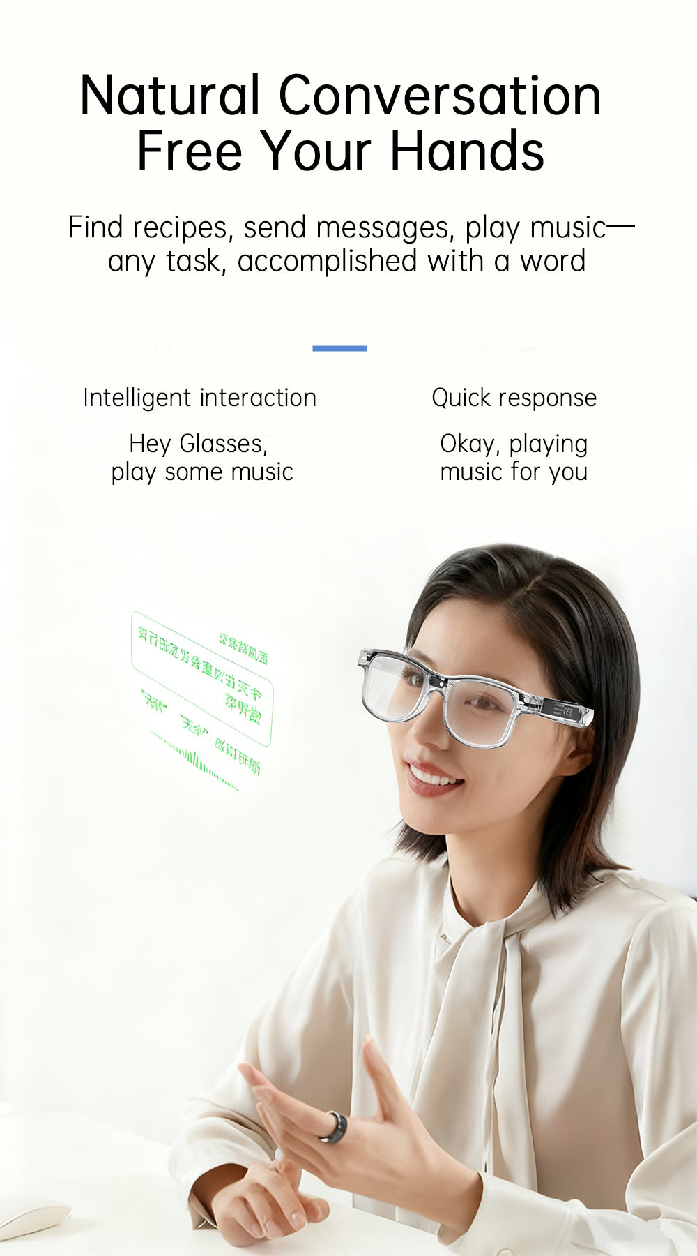 Lunettes Connectées 8MP IA Bluetooth - Traduction (Modèle G3)