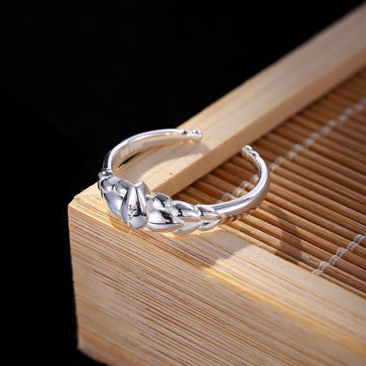 Bague Ouverte Réglable Épi de Blé en Cristal - Style Minimaliste