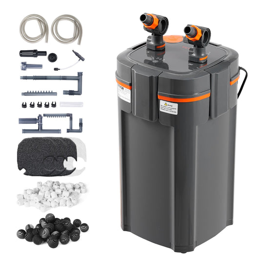 Aquarium Filter 317GPH, 4-Stage Canister Filter 100 Gallon, Ultra-Quiet Internal Aquarium Filter With UV Protection, Submersible Power Filter With Multiple Function For Fish Tanks, 12W