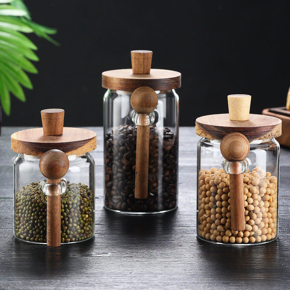 Glass Coffee Jars With Spoons, Candy Jars, Biscuit Jars, Storage Jars, Tea Jars