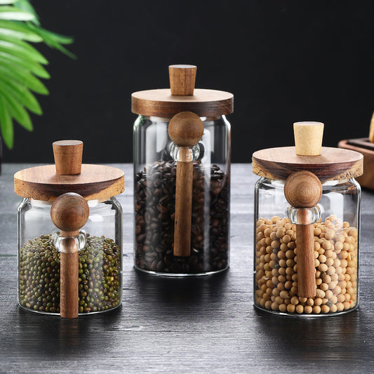 Glass Coffee Jars With Spoons, Candy Jars, Biscuit Jars, Storage Jars, Tea Jars