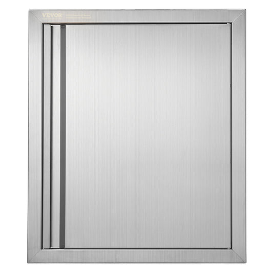 BBQ Access Door, 18W X 21H Inch Single Outdoor Kitchen Door, Stainless Steel Flush Mount Door, Wall Vertical Door With Recessed Handle, For BBQ Island, Grilling Station, Outside Cabinet
