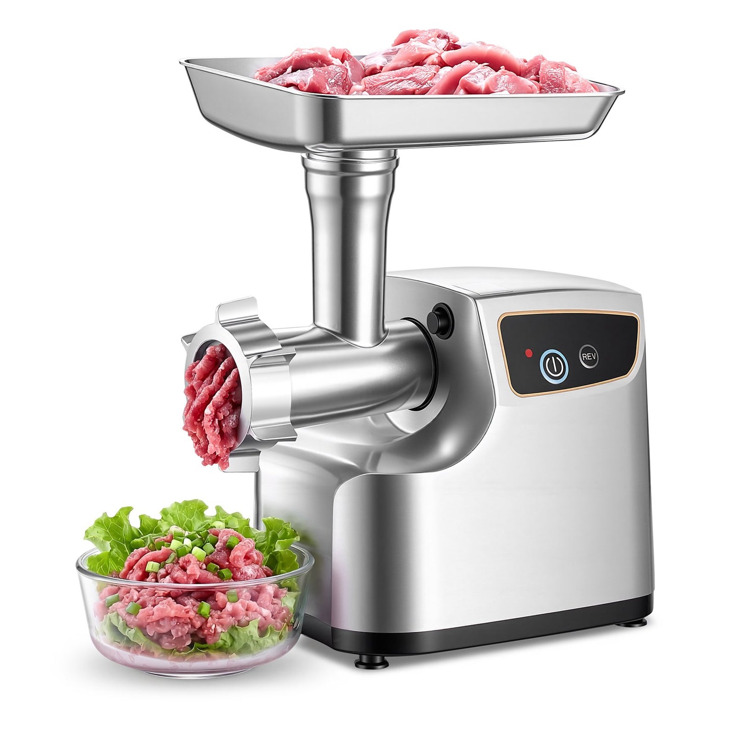 Hachoir à viande électrique 700W, 3 grilles, 3 tubes à saucisses et kit kebbé