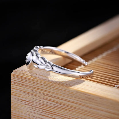 Bague Ouverte Réglable Épi de Blé en Cristal - Style Minimaliste