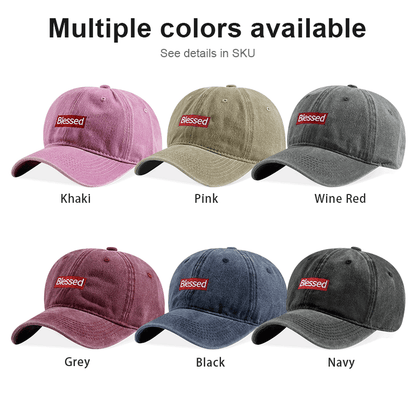 Casquette Baseball Brodée "Blessed" - Vintage Lavé