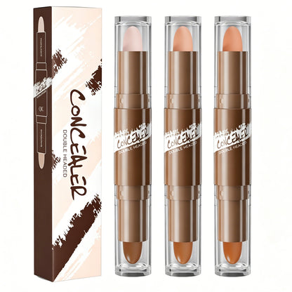 3PCS Dual - Ended Contour Stick, 2 - in - 1 Highlighter & Bronzer Stick, Waterpr