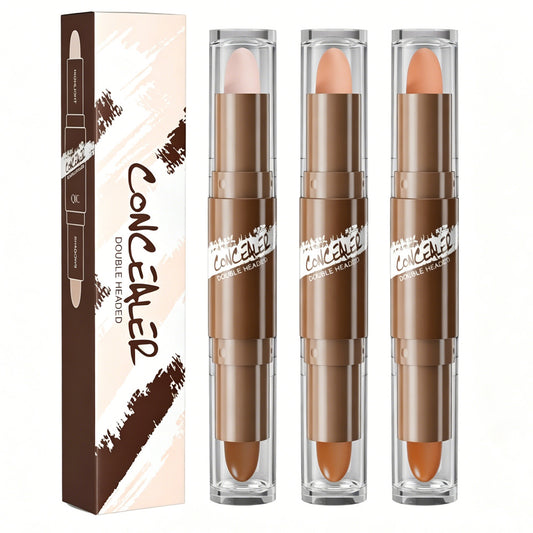 3PCS Dual - Ended Contour Stick, 2 - in - 1 Highlighter & Bronzer Stick, Waterpr