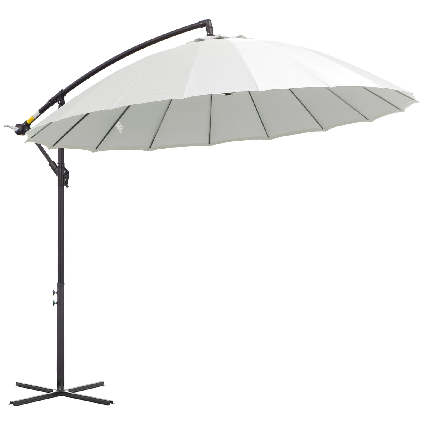 3(m) Cantilever Umbrella 18 Ribs & Vents Adjustable Angle For Patio Cream White