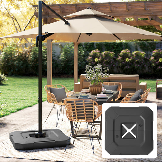 2-Piece Cantilever Umbrella Base Weight Set, 231 lb Water or Sand Fillable Outdoor Offset Umbrella Weights, Black