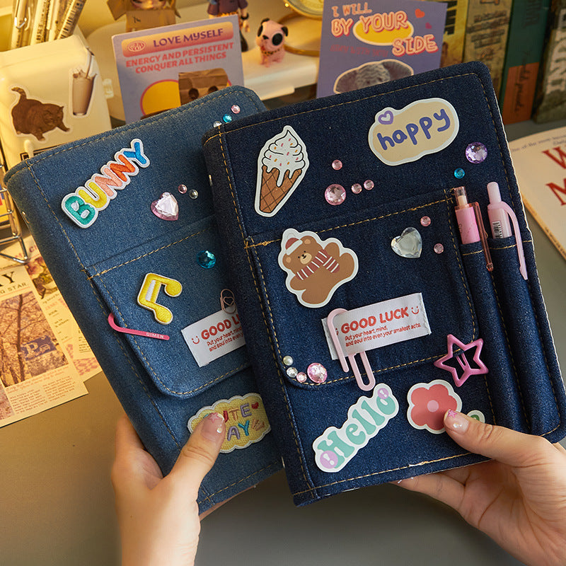 Denim Hand Account Vintage Cloth Fabric Notebook