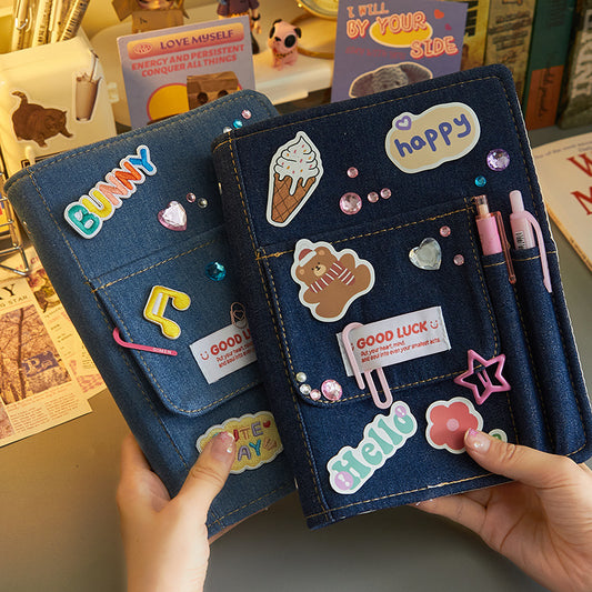 Denim Hand Account Vintage Cloth Fabric Notebook