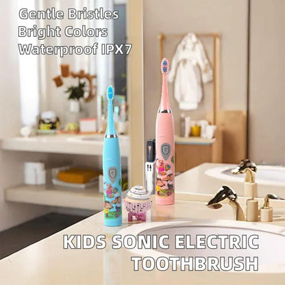 Children Sonic Electric Toothbrush IPX6 Waterproof Colorful Cartoon For Kid Use